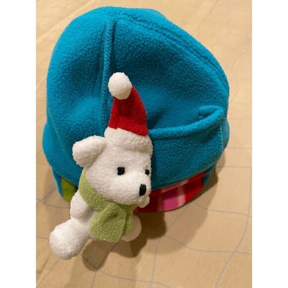 Kids Unisex Winter Mittens & Hat Set Blue 100% Polyester - Picture 8 of 9